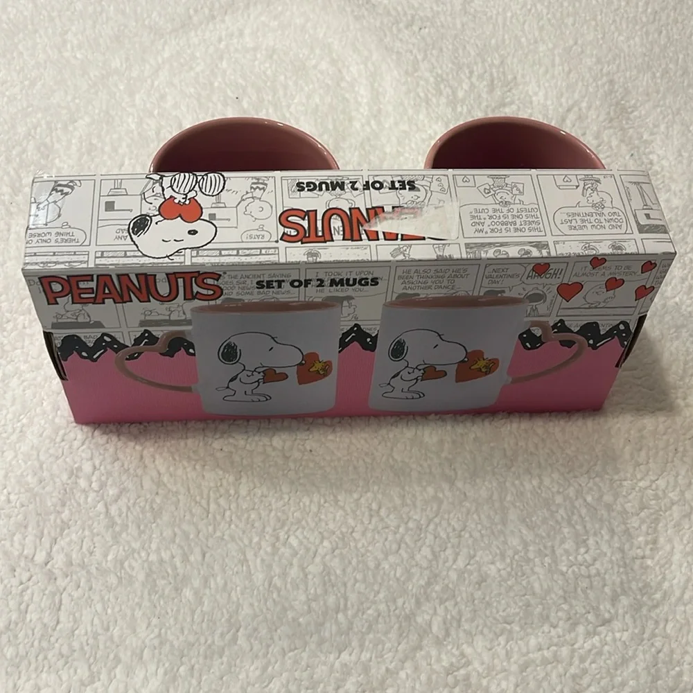 NWOT Peanuts Snoopy Pink Mugs Set - Picture 5 of 5